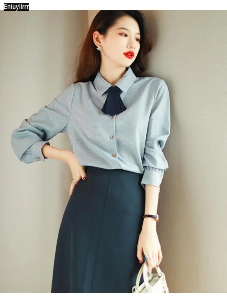 Блузка Женская Осенняя с длинным рукавом на пуговицах