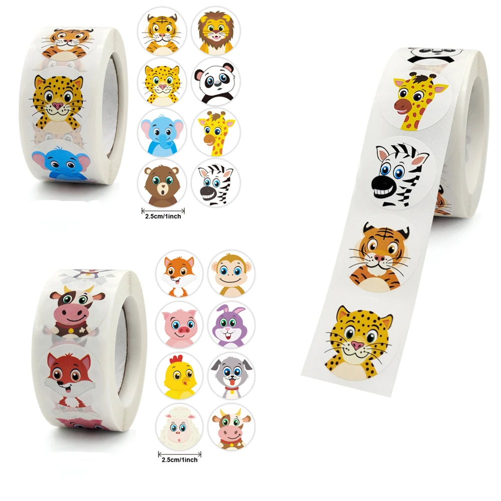 

100/500Pcs New Trend Student Inspirational Monkey Sheep Sticker Cute Animal Reward Children Wholesale Label Gift toy Kawaii