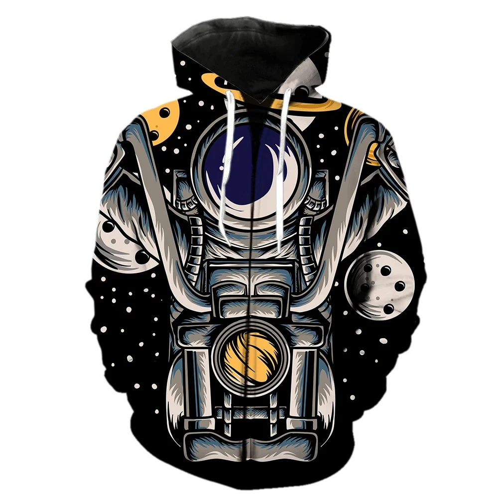 

Толстовка с капюшоном на молнии для мужчин и женщин, Повседневная модная кофта с длинным рукавом и мультяшным астронавтом, детский Свитшот оверсайз, одежда унисекс
