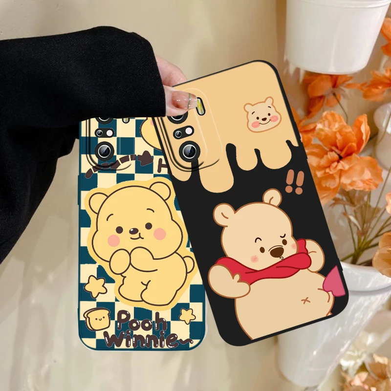 

Disney Winnie the Pooh Phone Case For Xiaomi Redmi K50 K40 10X 10 9T 9AT 9A 9C 9 8A 8 7 6A 5A Pro Liquid Rope Funda Cover Soft