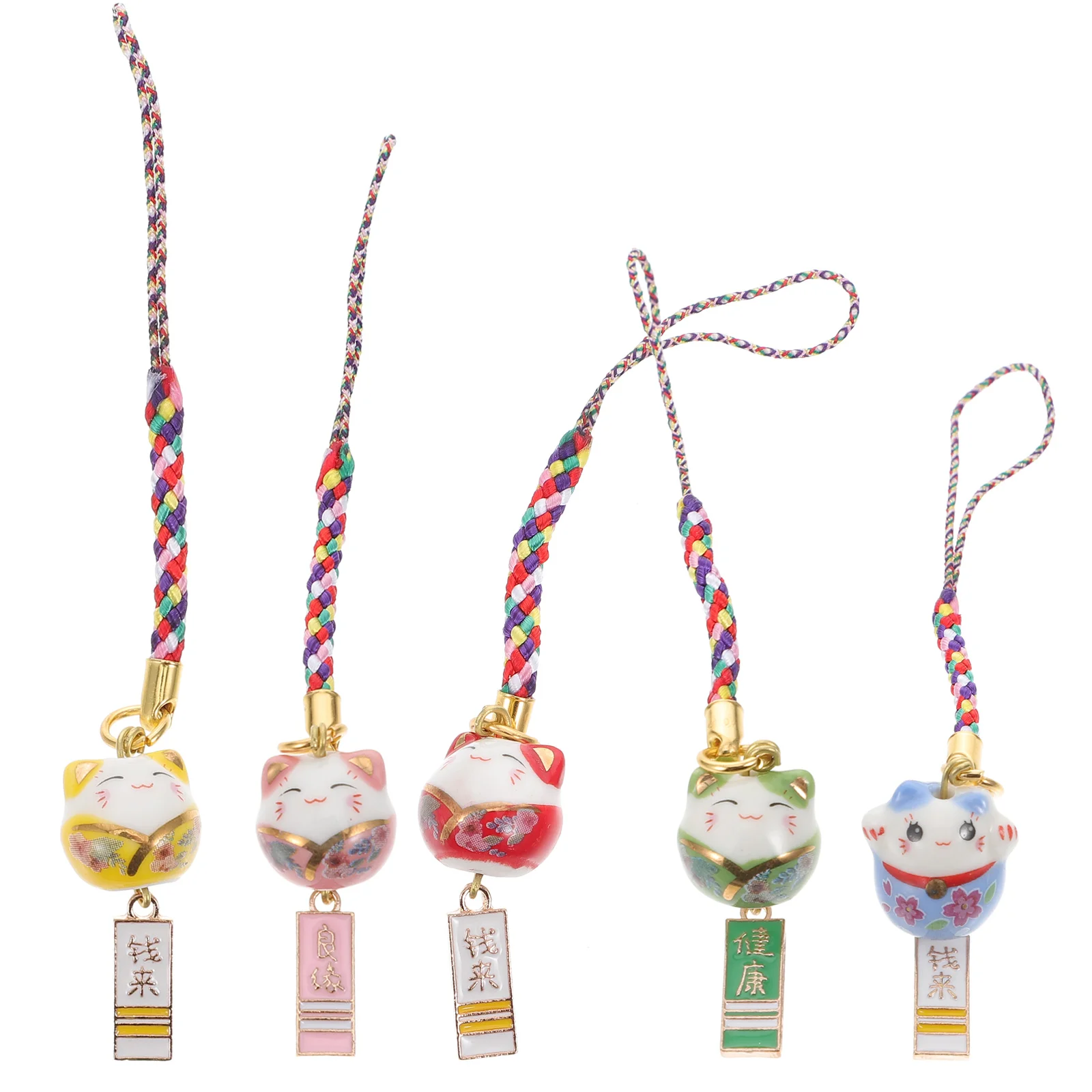 

Kitten Gifts Lucky Cat Keychains Pendant Japanese Maneki Neko Fortune Pendants Ceramic Beckoning Cat Phone Charm