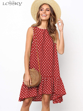 Vestidos Lossky vestido de verano para mujer polka dot chiffon sin mangas playa mini casual amarillo vestido...