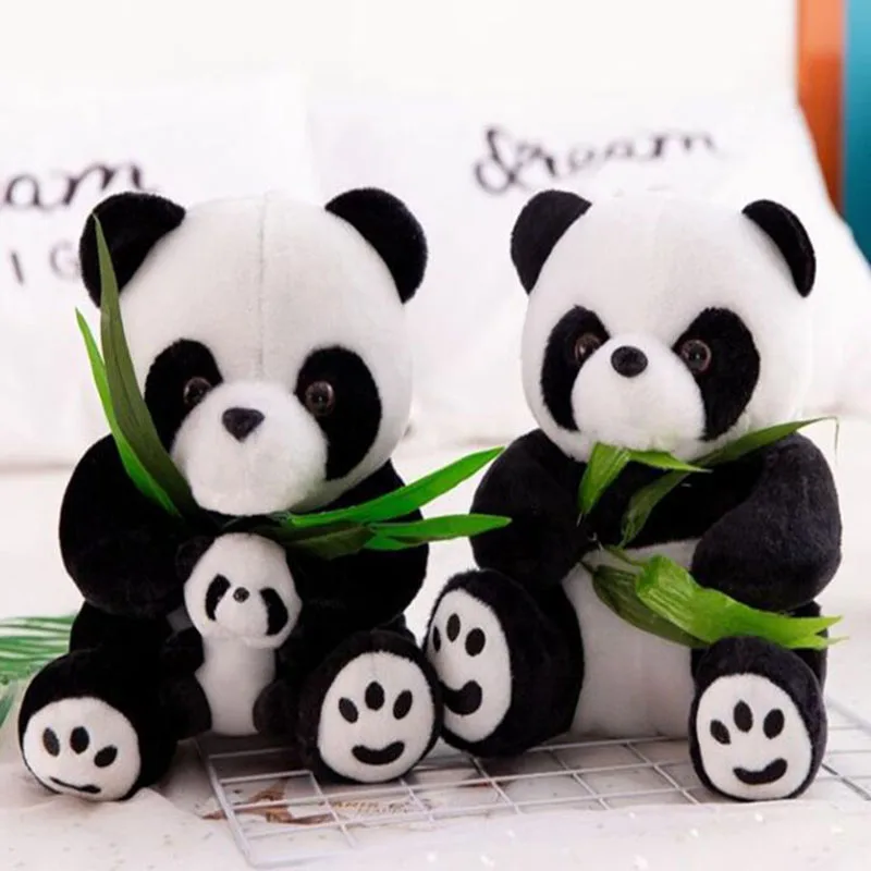 

15CM Kawaii Funny Panda With Bamboo Leaves Plush Toys Birthday Gift Soft Cartoon Animal Stuffed Animals Pendant Doll Kids Gifts