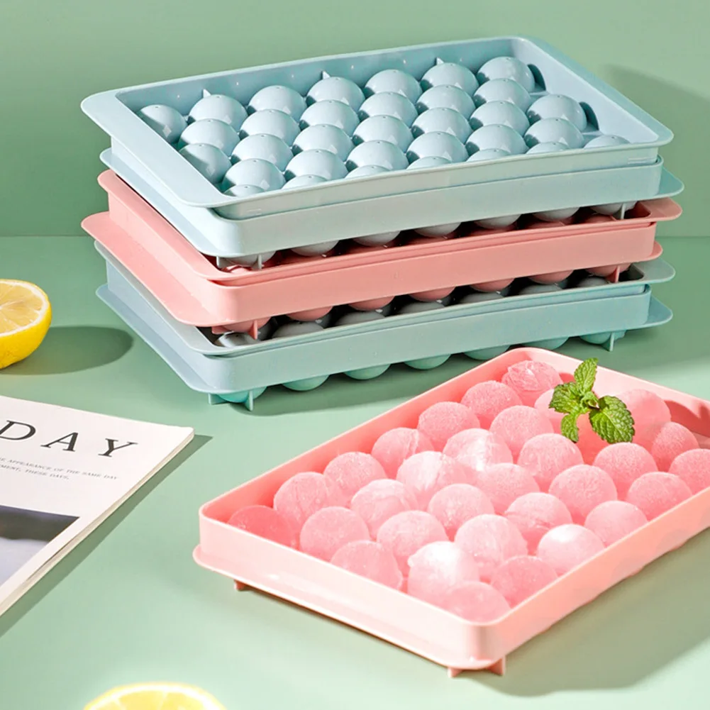 

21 Grids Homemade Ice Cube Mold with Lid Cover Round Rhombus Ice Mould Stackable Easy Clean Kitchen Accessories Summer Gadgets