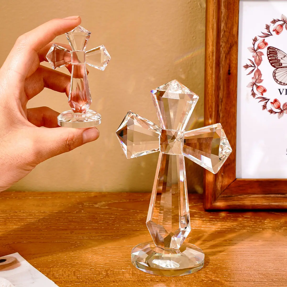 Красный плавильный камень Анк ручная резьба энергетический желтый кристалл