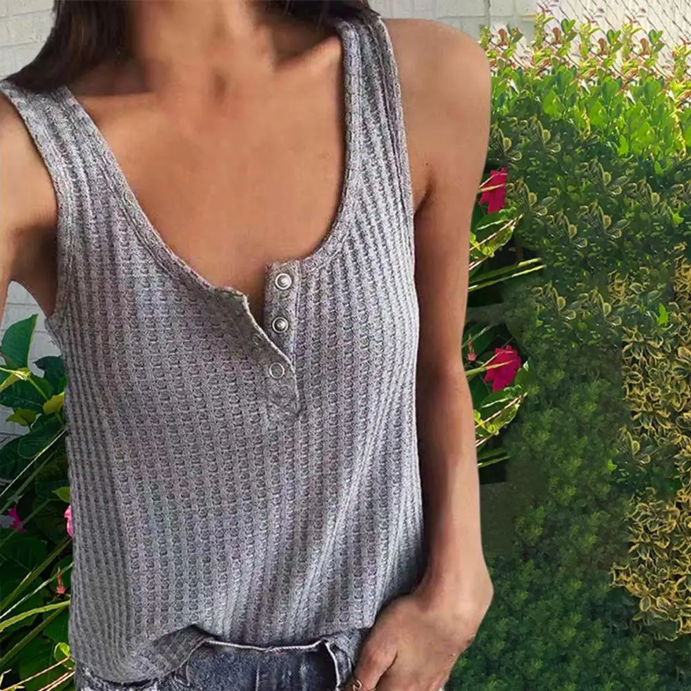 

Loose Vest Good Elasticity Summer Vest Female Summer Pure Color Vest