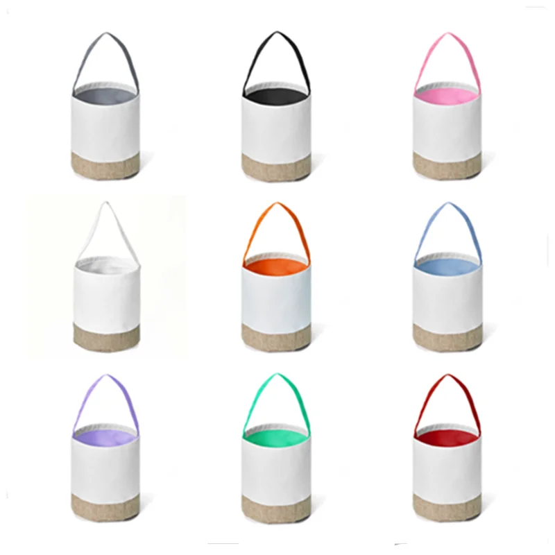

2023 New Sublimation Blank Easter Egg Gift Basket Bag Portable Candy Carry Handbag Home Decoration for Diy Photo Printing