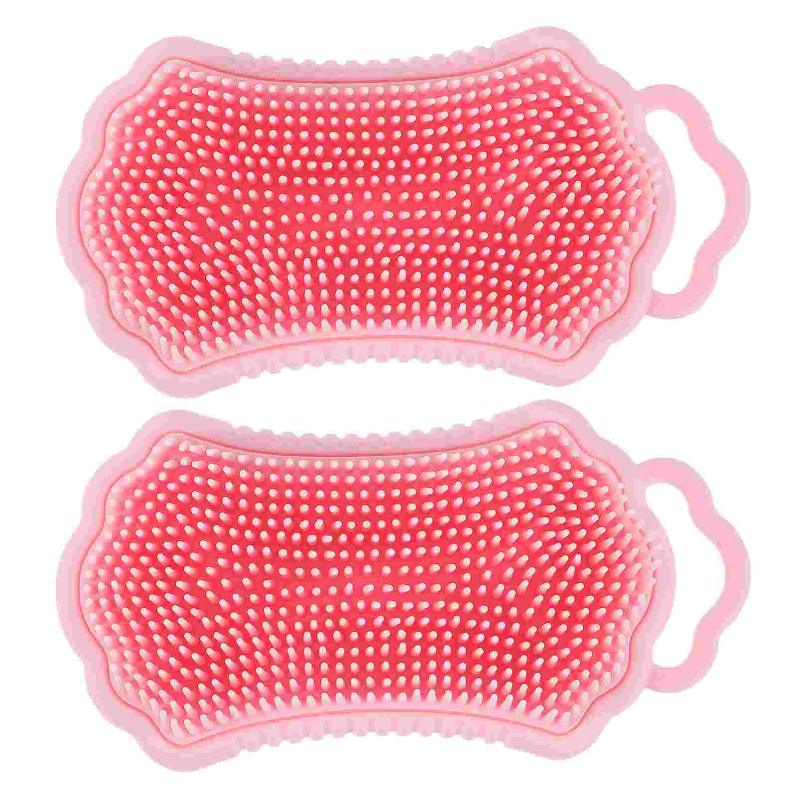 

2 Pcs Bathing Scrubber Body Exfoliator Scalp Massager Take Hair Brushes Shower Silica Gel Scrubbers Use Man Scrubs