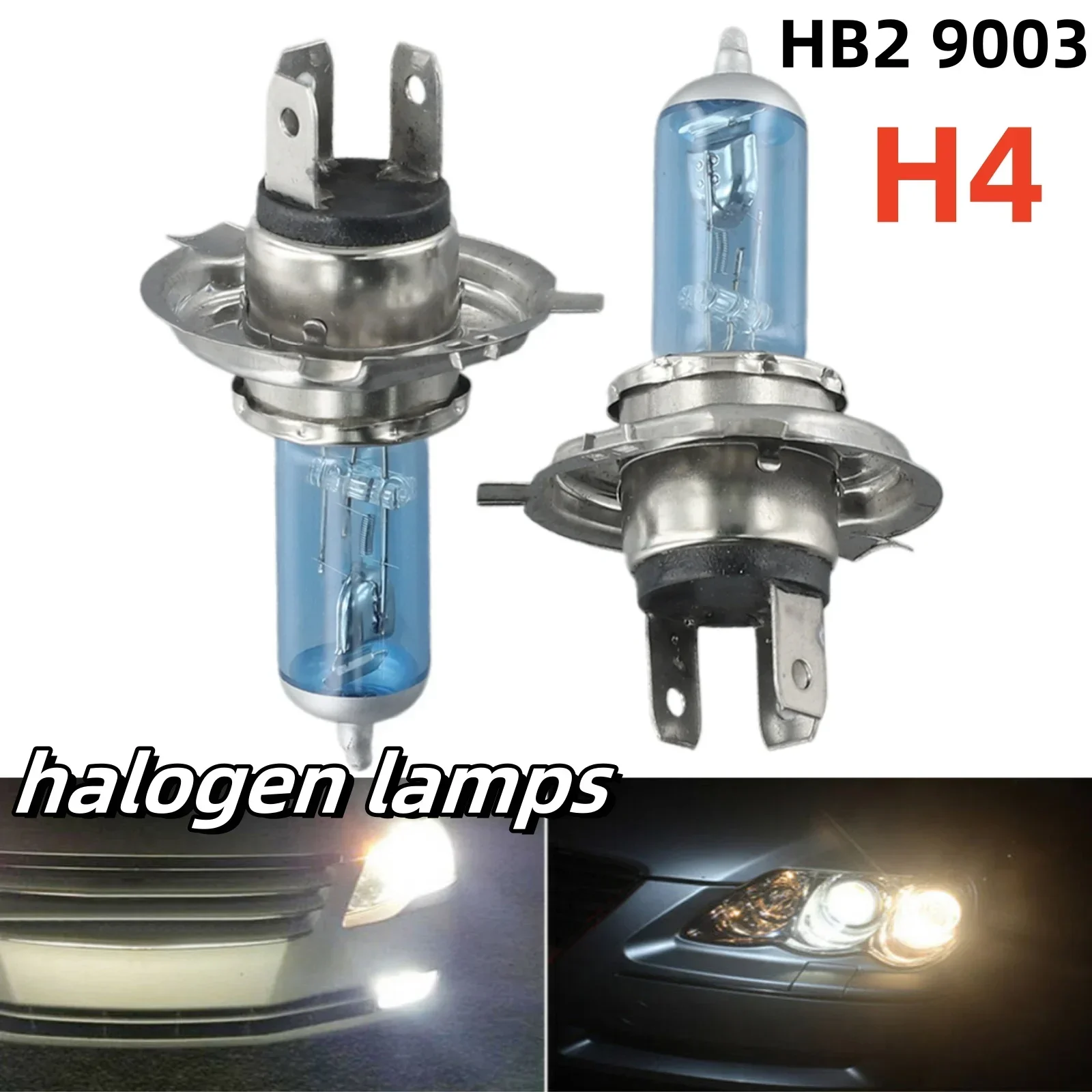 

2 шт. Автомобильный светильник H4 DC 12 В HB2 9003 Теплый белый 12 В 55 Вт 6000 К Яркий свет Галогенная лампа для фар Стеклянная трубка Автомобильные аксессуары