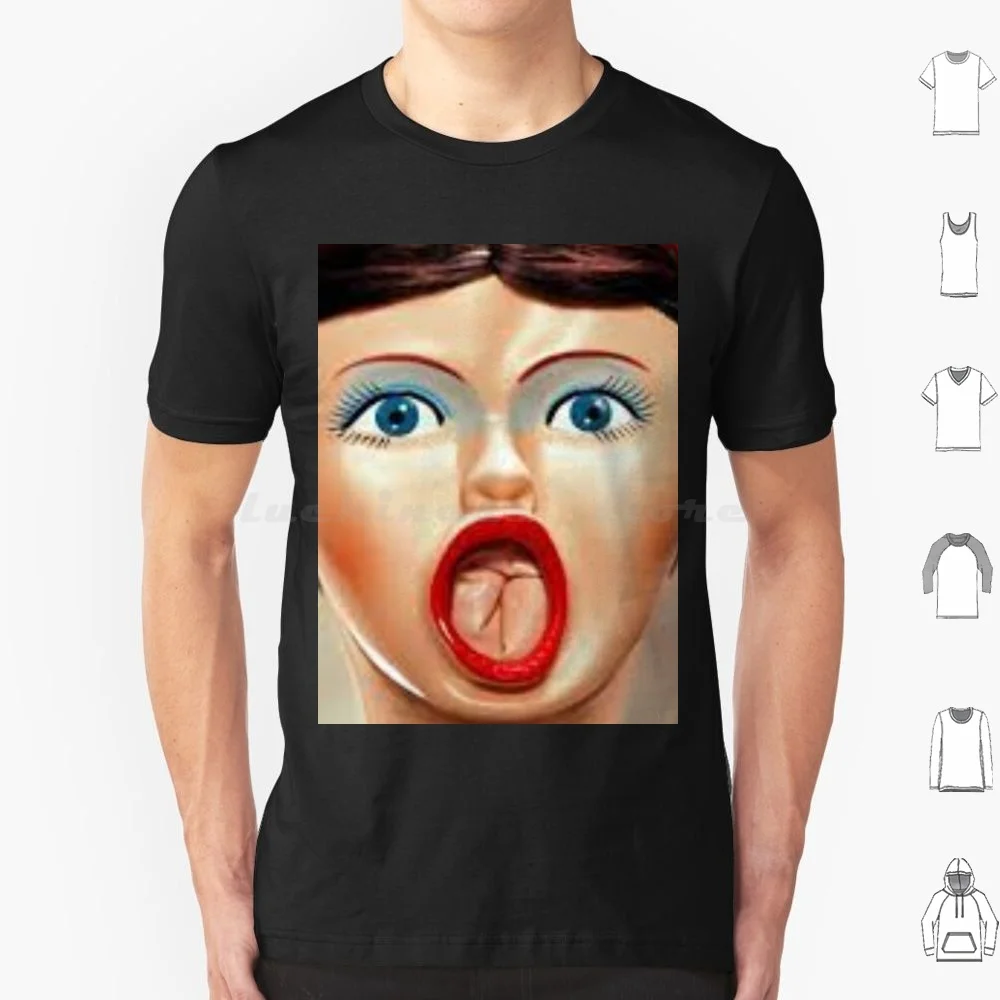 Blow Up Doll Face Adult Blowup T Shirt 6Xl Cotton Cool Tee Blow Up Doll Face Brown Hair Lips Mouth Doll Air Balloon Blow Up