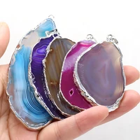 natural semi precious stone grey agate silver plated jewelry pendant making diy necklace bracelet jewelry gift accessories