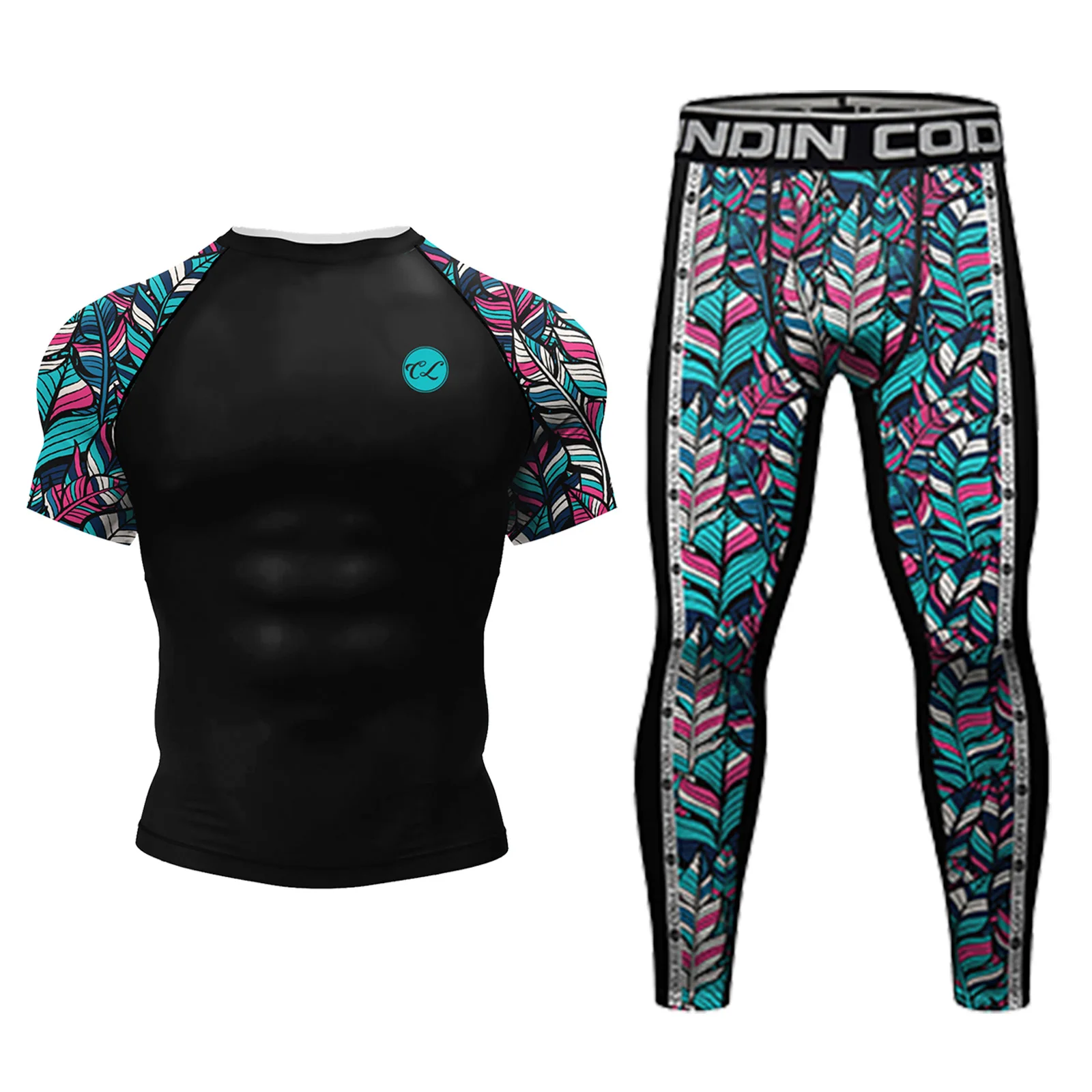 Cody Lundin Polyester Spandex Rash Guard Bodysuit For Men MMA BJJ Gym Aerobics Fitness Tight Shirt + Pants Combat Tactical Suits