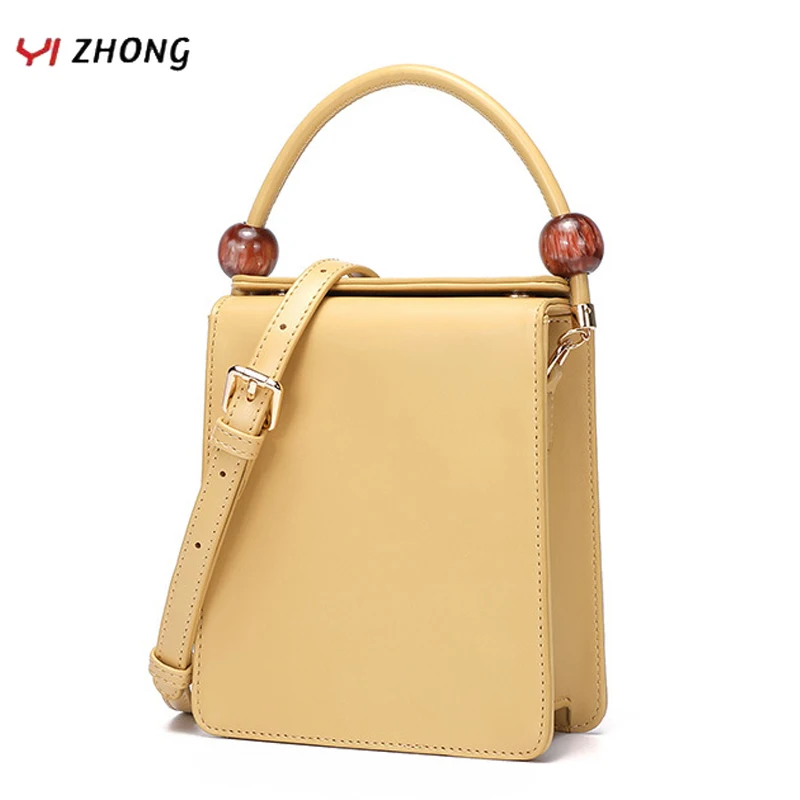 

YIZHONG Small Leather Square Bag for Women Purses and Handbags Luxury Designer High Quality beaded Satchels Fashion Lipstick Bag