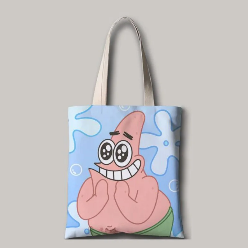 Сумка на одно плечо Губка Боб холщовая сумочка молнии мультяшный саквояж