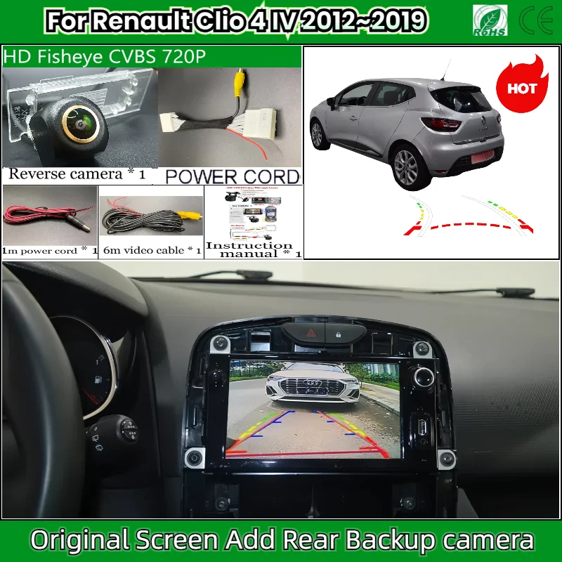 Камера заднего вида для Renault Clio 4 IV 2012 ~ 2019 OEM-экран добавление резервной камеры HD