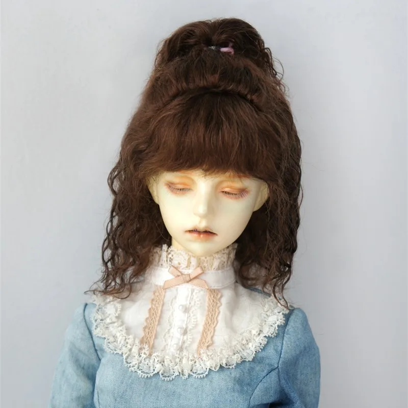 Full size BJD Hair JD745 High ponytail shawl micro-curly mohair Doll wig 1/8 1/6 1/4 1/3 YOSD MSD SD DOD Blythes Qbaby Accessies images - 6