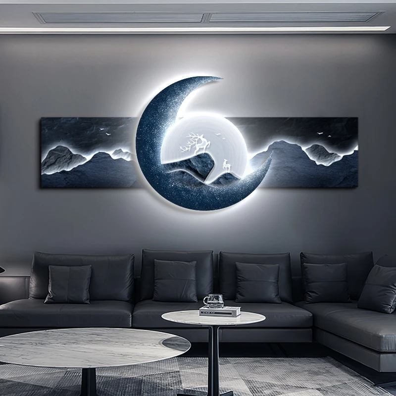 

Modern Moon Frameless Interior Painting LED Wall Lamp For Living Room Room Sofa Background Dining Room Bedside Decoration