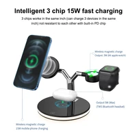 3 in 1 magnetic wireless charger stand for iphone 12 13 mini pro travel household office hotel desktop stand pad with cable