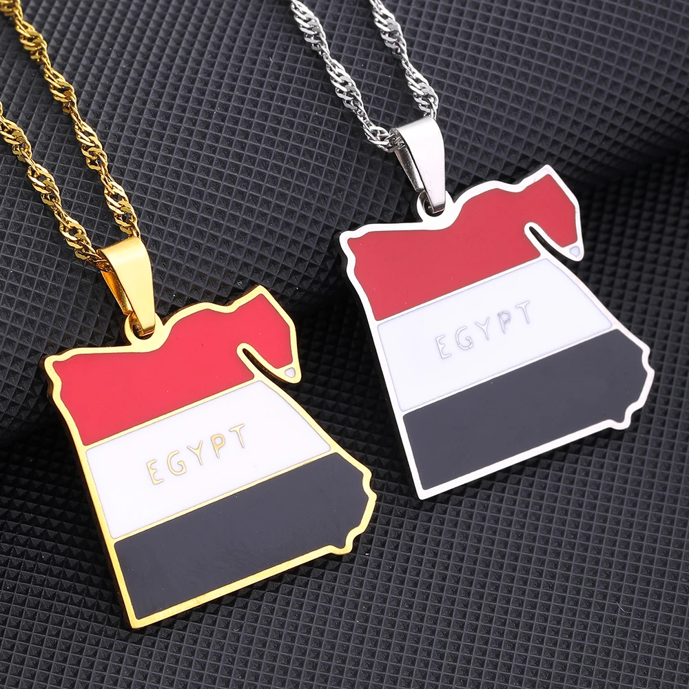 Африканская Карта Египта кулон в форме флага ожерелье из нержавеющей стали для