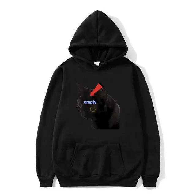 

Funny Empty Cat Head Hoodie Men Womne Cute Kawaii Hooded Tracksuit Male Casual Oversized Hoodies Man's Fashion Loose Sweatshirt