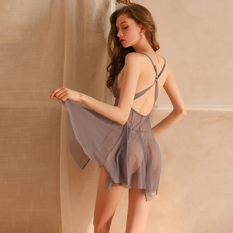 Women Pajamas Sexy Pleated Nightgown Lace Perspective Temptation Sling Nightdress Sexy Women Pajamas Women Dress Cute Nightdress
