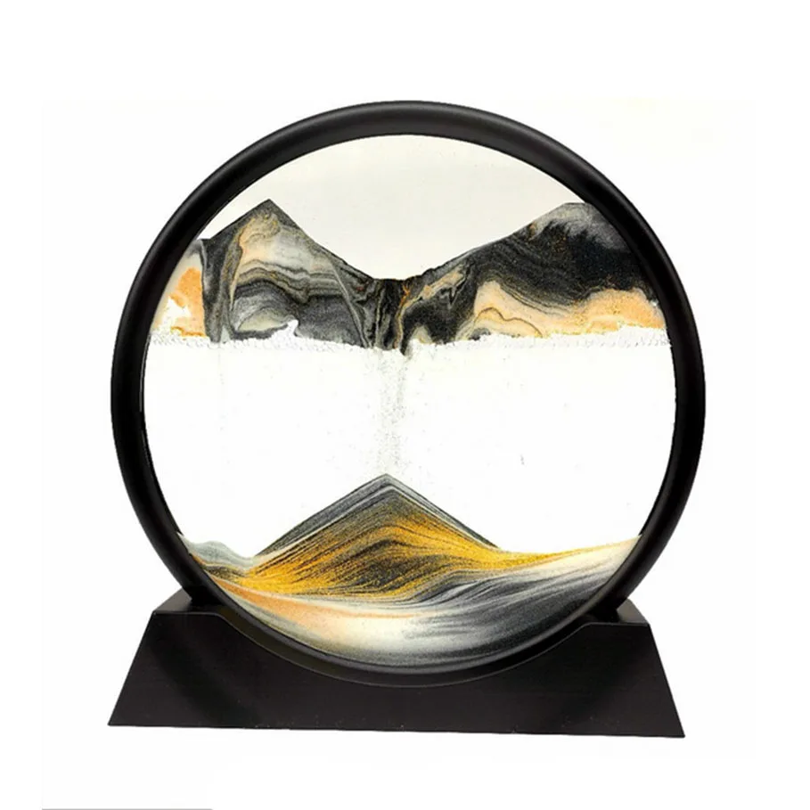 Creative 3D Glass Sandscape in Motion Hourglass Moving Sand Frame Art Picture Display Flowing Gift Home Decor 7/12inch Dropship
