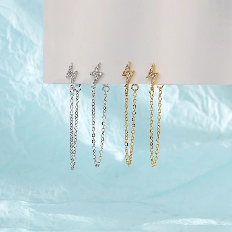 

Лидер продаж, простые висячие серьги KOFSAC в виде сети, Шикарные Длинные серьги с кисточкой из циркония, серьги молнии серебряные ювелирные из...