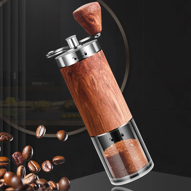 

Korean 304 stainless steel hand coffee machine multifunctional wood grain coffee grinder mini bean grinder powder grinder