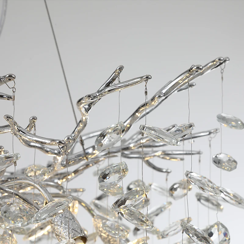 DINGFAN Постмодернистская хромированная хрустальная золотая люстра для фойе