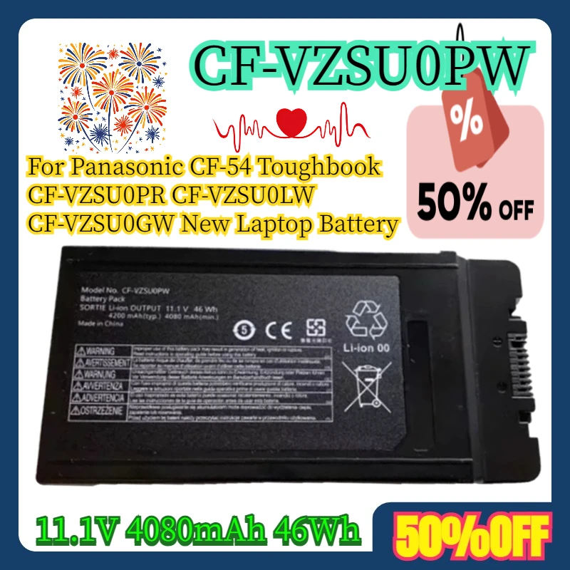 Фото 11,1 В 4080 мАч 46 Втч для Panasonic CF-54 Toughbook CF-VZSU0PR CF-VZSU0PW CF-VZSU0LW CF-VZSU0GW Новый аккумулятор для ноутбука №1