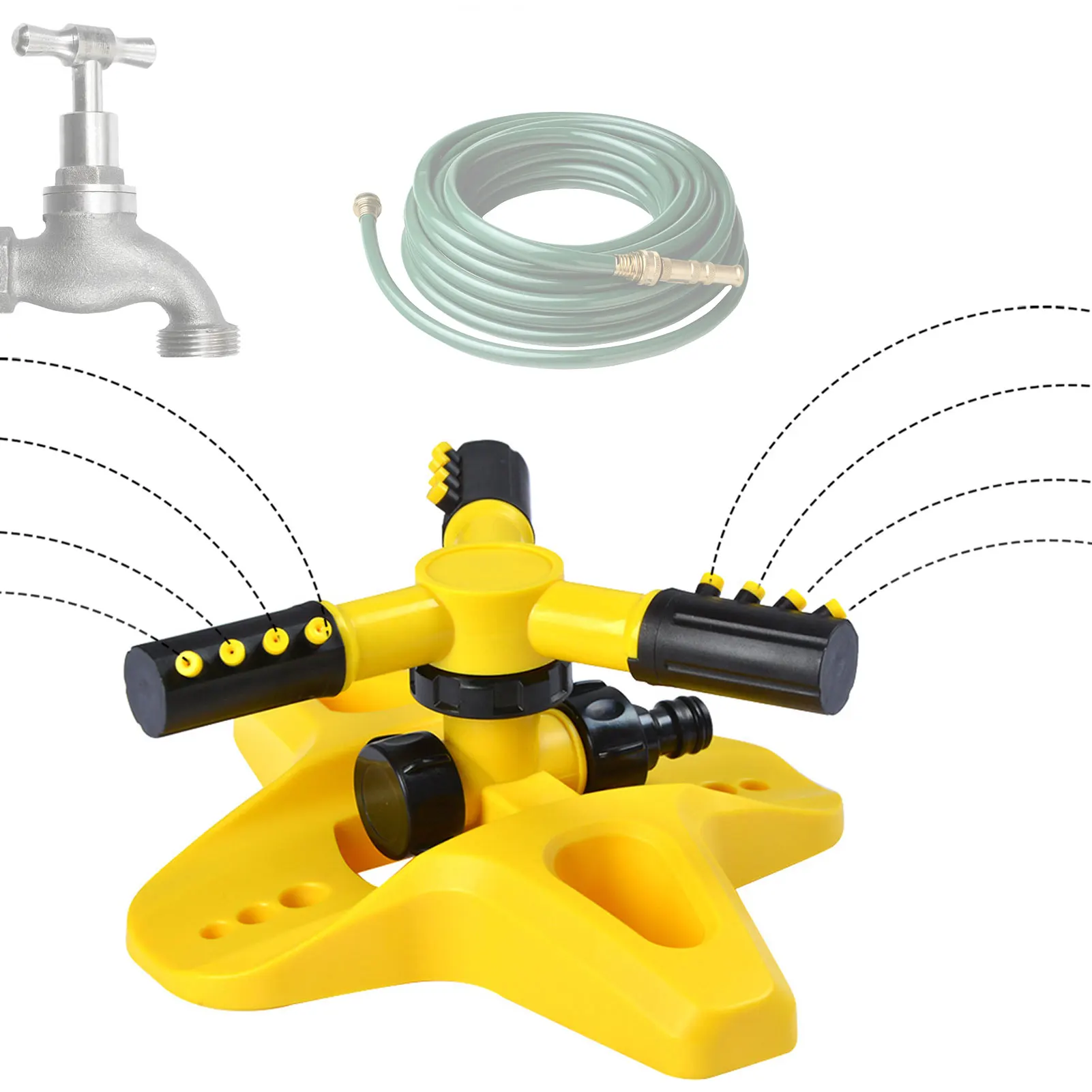 

Three-Pronged Sprinkler Easy To Use Rotating Lawn Sprinkler 360 Degree Rotation Irrigation System For Outdoor Grass