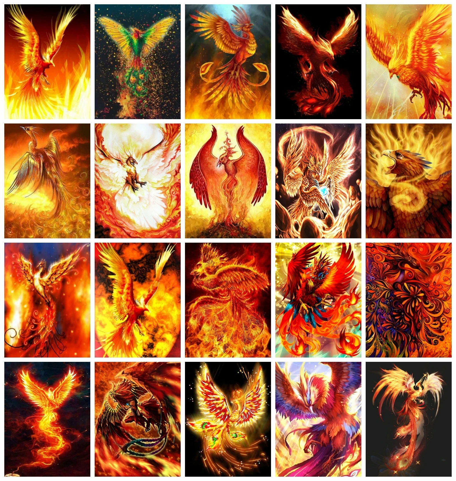 

AZQSD Coloring By Numbers Phoenix Fire On Canvas Frameless Acrylic Painting By Numbers Animal Handpainted Wall Decor Unique Gift