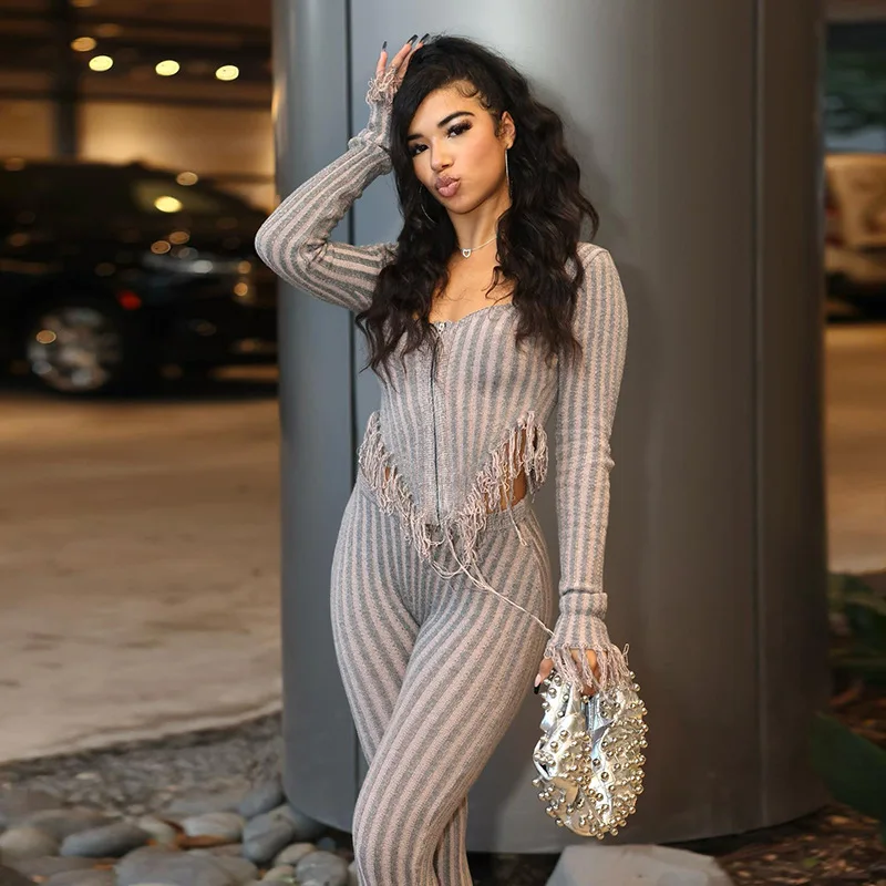 Трикотажный комплект из двух предметов спортивный костюм для женщин свитер