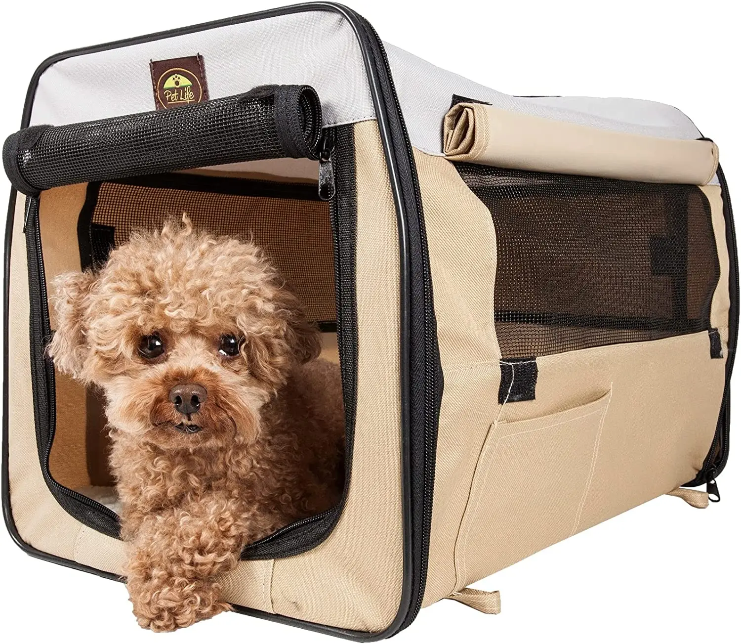 

Folding Zippered Lightweight Easy Folding Pet Crate, Large, Khaki