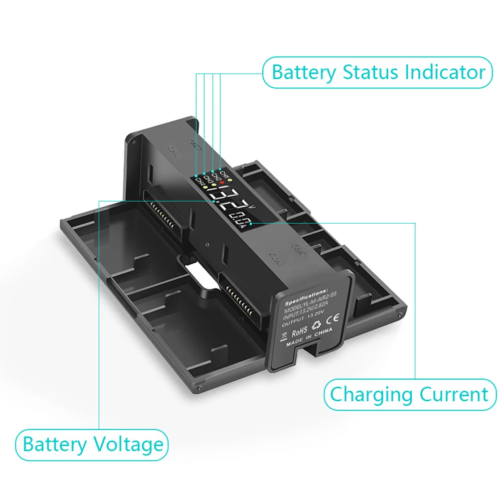 

Battery Charging Hub Digital Display Home Travel Portable Foldable Drone Accessories Replacement Durable For DJI Mavic Air 2