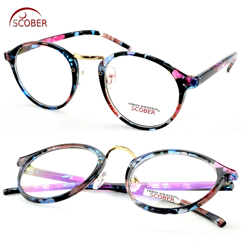 

Photochromic Reading Glasses Vintage Classic Round Women Blue flower Spectacles +1 +1.5 +2 to +4.0 Progressive Or Polarized Lens
