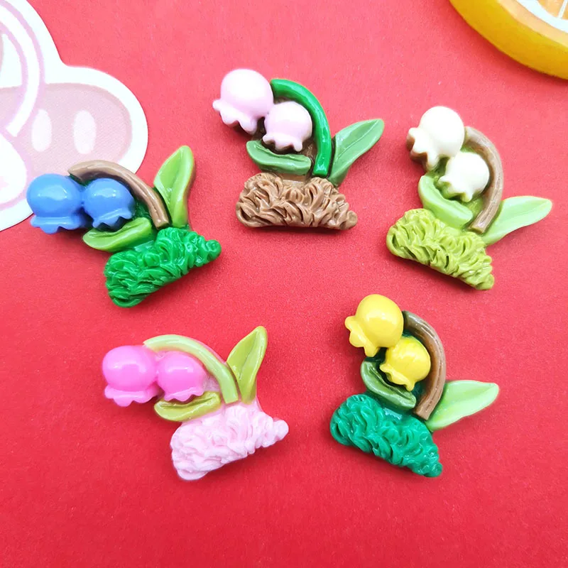 5 шт. весенние глянцевые цветные цветы в горшках утренняя слава смоляные кабошоны