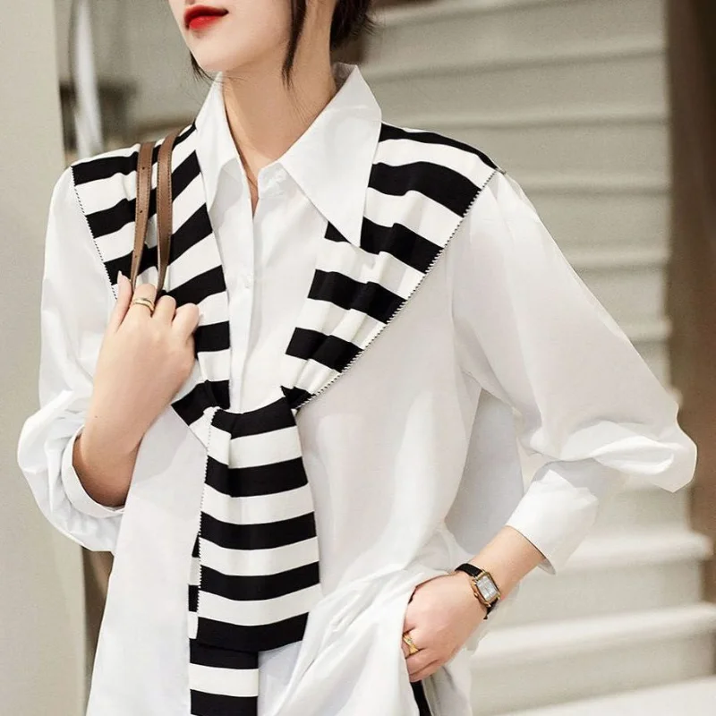 

Shirt Women's Long Sleeve Autumn 2022 New Style White Shirt Women's Loose French Minority Chic Top Blouse Women