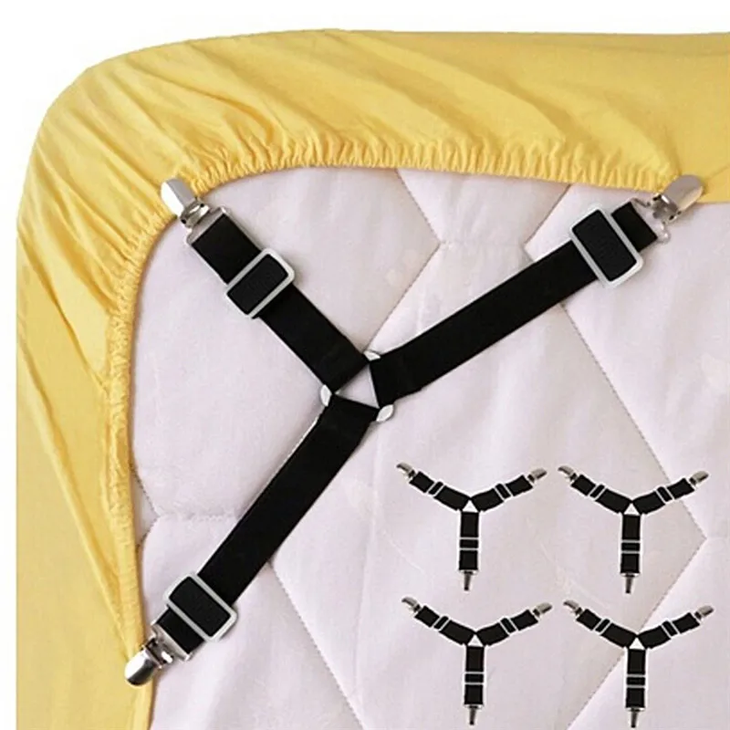 

Регулируемые зажимы для простыни, эластичные нескользящие ремни для крепления наматрасника, одеяла, 2 шт.