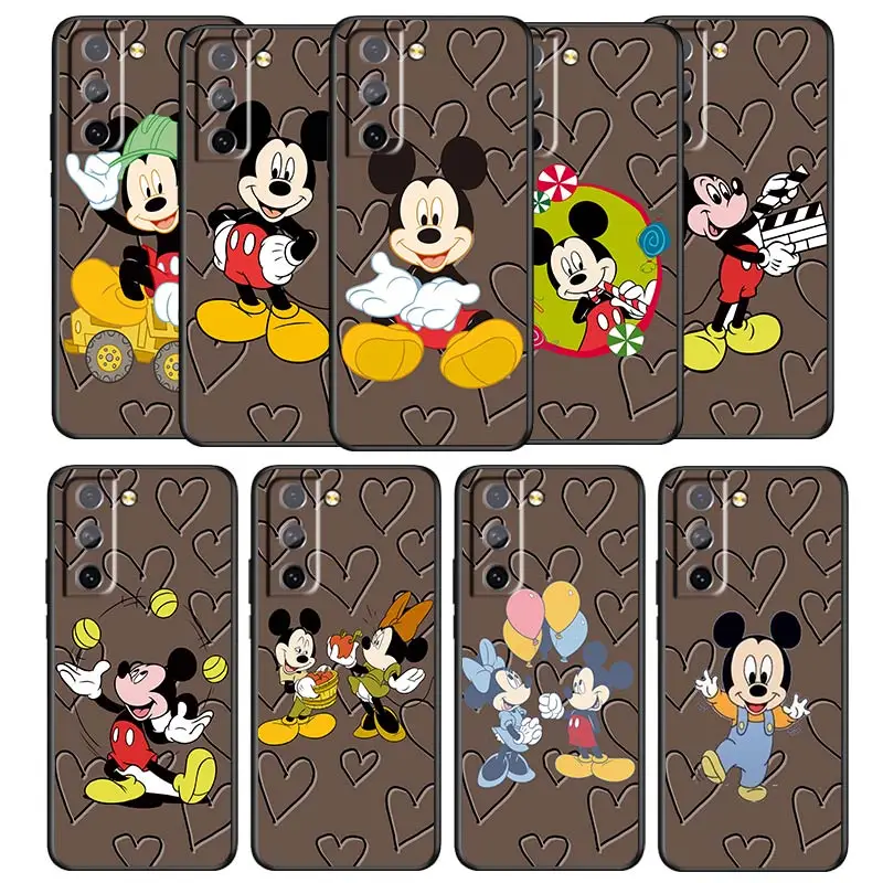 Cute mickey mouse Phone Case For Samsung Galaxy S22 S21 S20 S10 S10e S9 S8 S7 PRO Ultra Plus FE Lite Black luxury Silicone Back