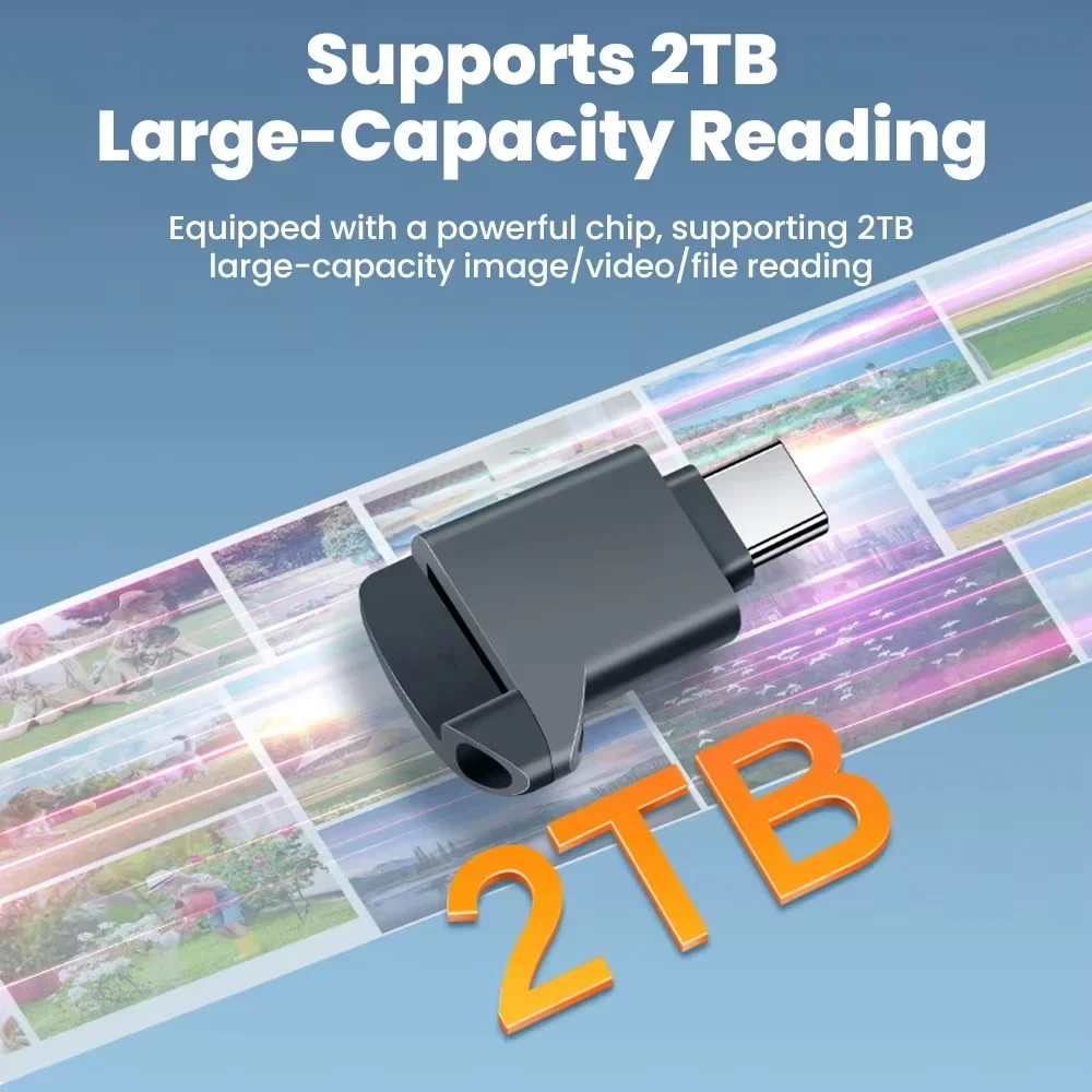 Фото Новый внешний USB-C 2.0 мини-кардридер для карт TF (MicroSD) черного цвета, совместимый с iPhone 17/16 №3