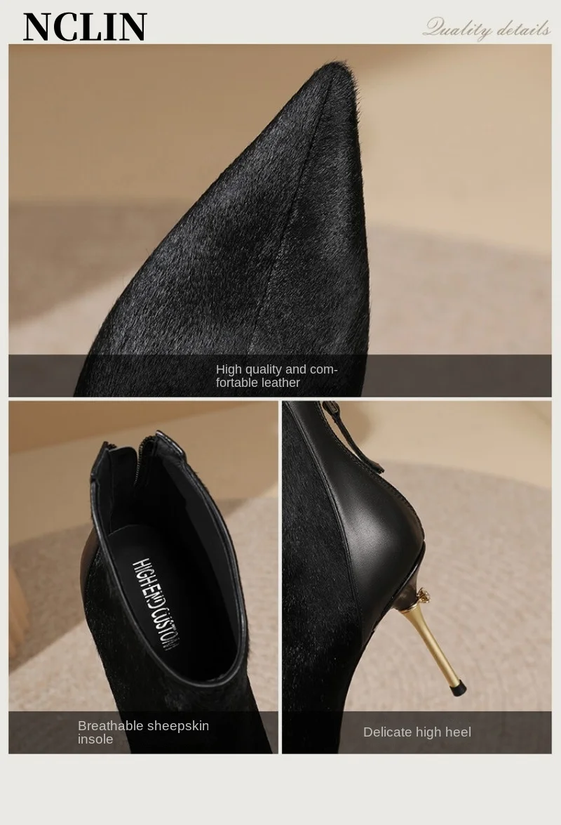 Женские ботинки с острым носком до щиколотки на высоком каблуке сезон