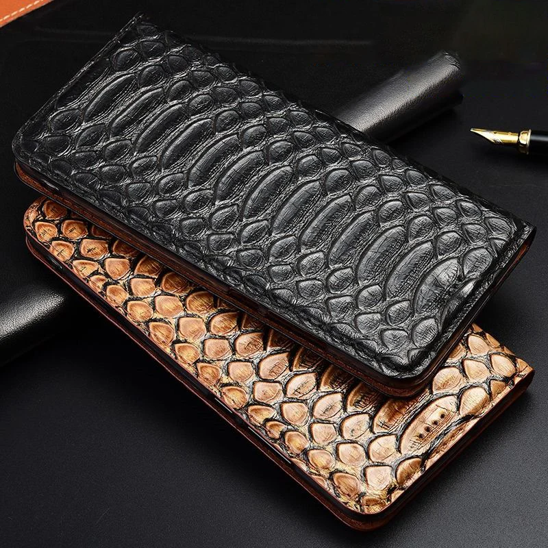

Luxury Python Texture Genuine Leather Case For OPPO Realme GT Explorer Master GT Neo2 Neo2T Neo3 GT2 Pro Cowhide Flip Cover Case