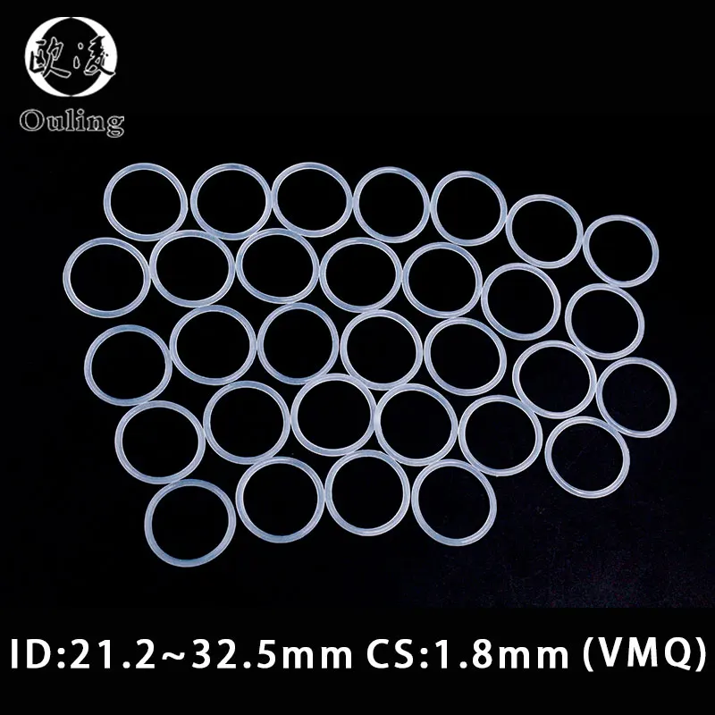 

10PCS/lot Silicon Ring Silicone/VMQ O ring CS1.8mm Thickness ID21.2/22.4/23.6/25/26.5/30/31.5/32.5mm Rubber O-Ring Seal Gasket