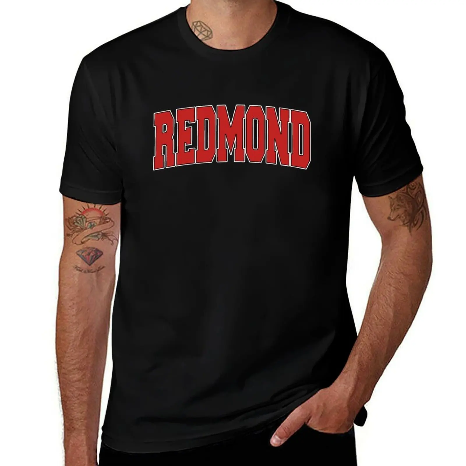 Фото Футболка в винтажном спортивном стиле REDMOND WA WASHINGTON USA, базовая однотонная футболка для весны и лета №1