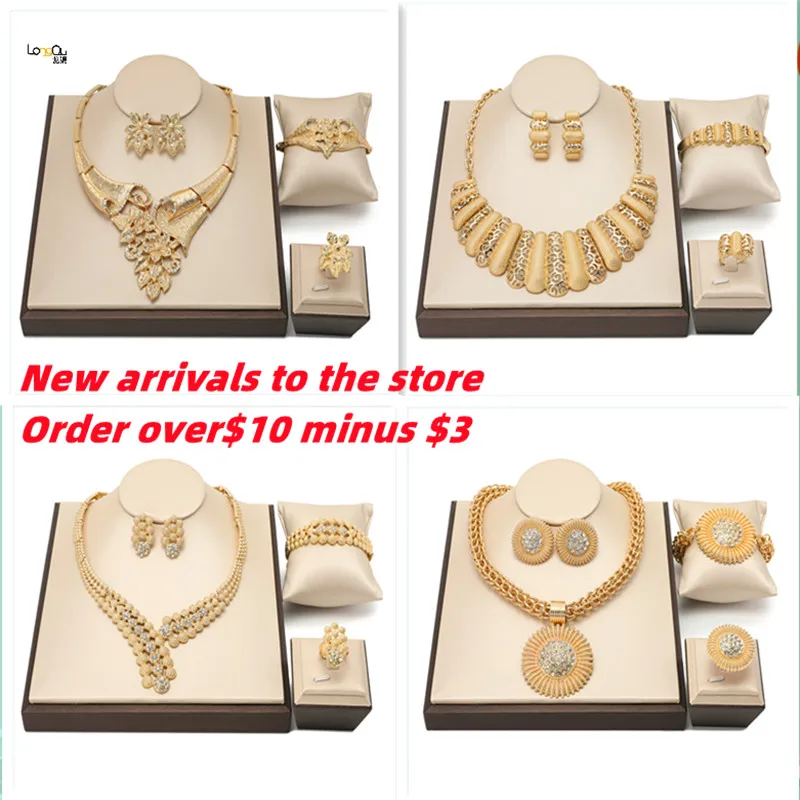 

Комплект из колье, серёг, браслета и кольца, с синим кристаллом