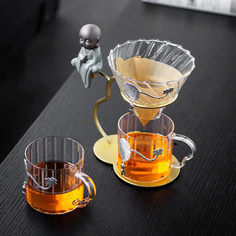 

Glass Manual Coffee Maker Set Milk Cups Drip Coffee Pot Sharp Spout Teapot Household Tea Set Bar Accessory