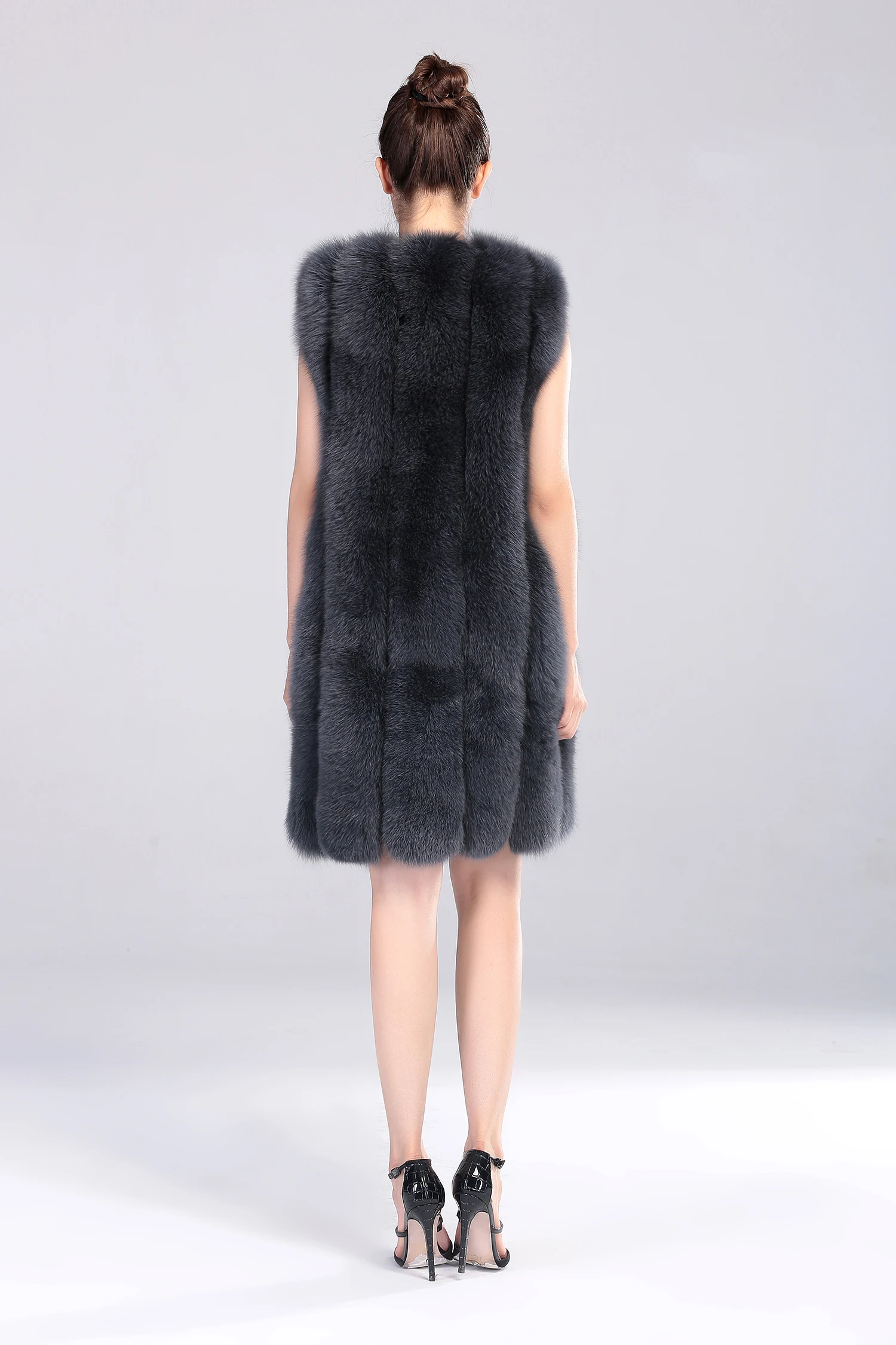 Женские меховые пальто в американском стиле Длинный жилет из натурального