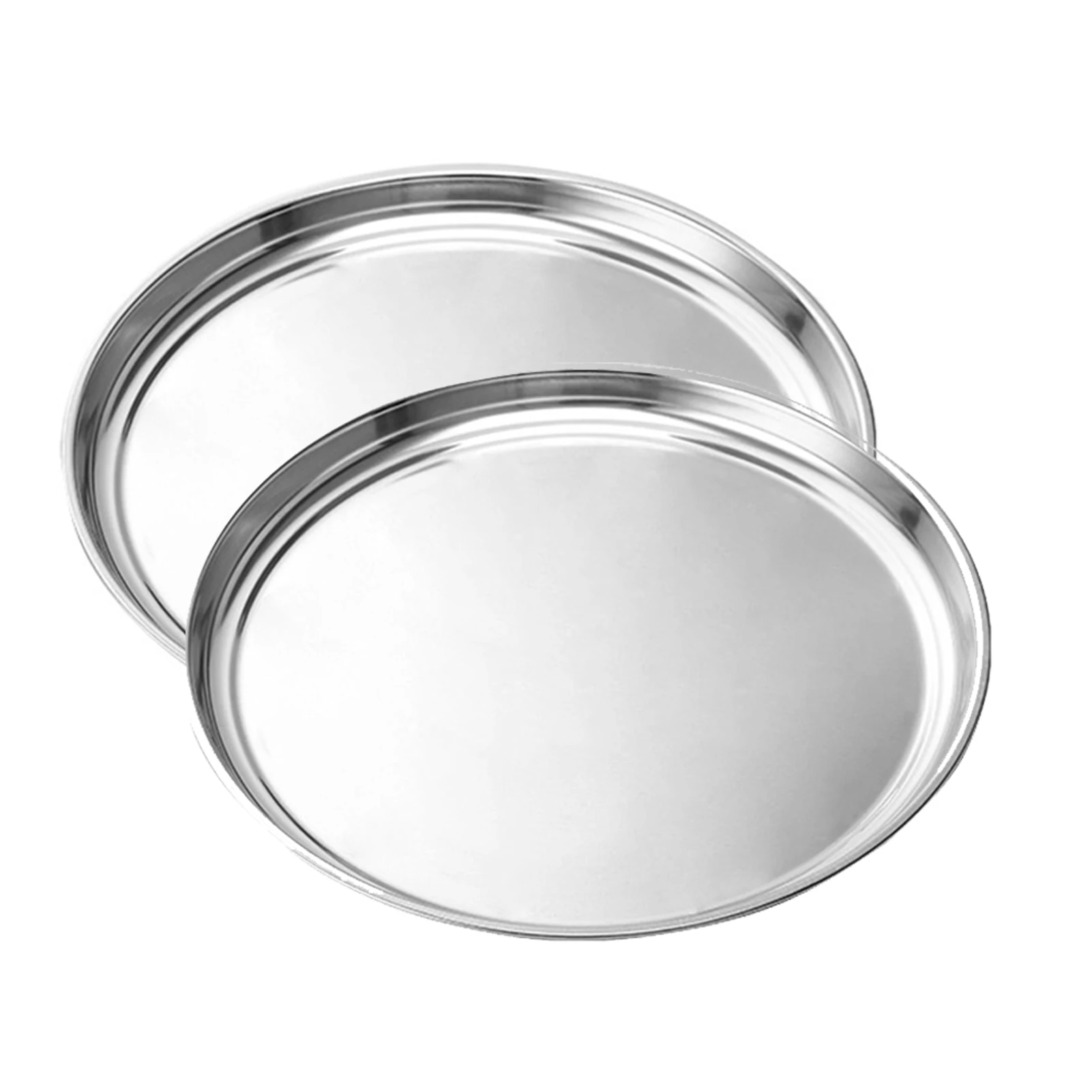 

2pcs/pack Kitchen Round Home Baking Tray Bakeware Oven Thickened Serving Pizza Pan Stainless Steel Sheet Tool Roasting