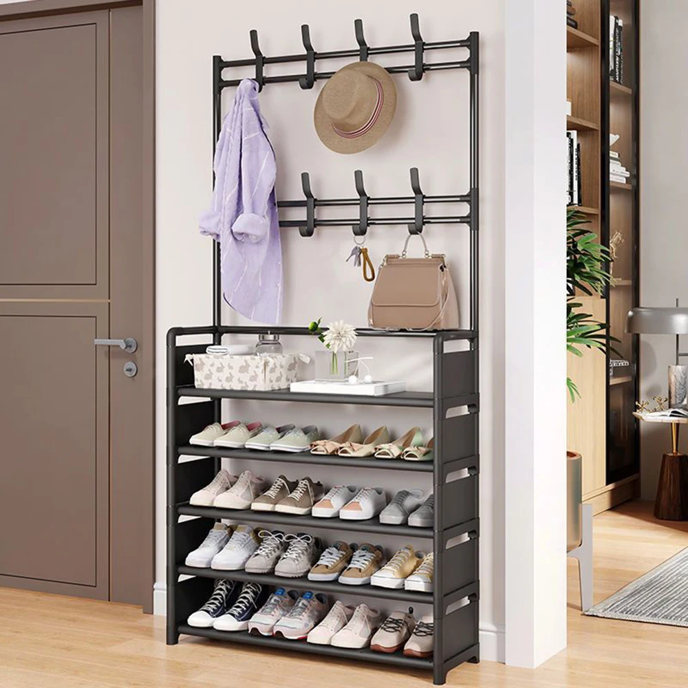 

Multifunctional Shoe Cabinets Clothing And Hats Shelves Modern Simplicity Furniture Small Scale Placement Steel Pipe